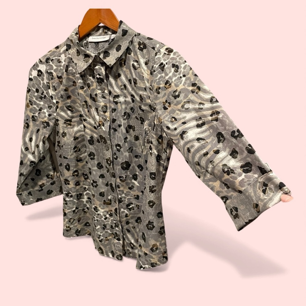 Cute leopard zebra snake animal print breezy lightweight 3/4 sleeve blouse